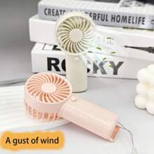 1pc Portable Single-Speed Mini Fan With Hanging Strap, Back To School Gift, Outdoor Party Favor, (Batteries Not Included)