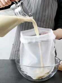 1 pieza Bolsa de colador para el hogar, bolsa de gasa, bolsa para nueces y leche, bolsa de filtro, colador de malla muy fina, colador de cocina para filtrar jugo, accesorios de cocina, una herramienta de cocina imprescindible como regalo para chefs en el hogar, almacenamiento ahorra espacio para organizadores de cocina, idea de regalo de cocina navideña - Multicolor - Ver 1
