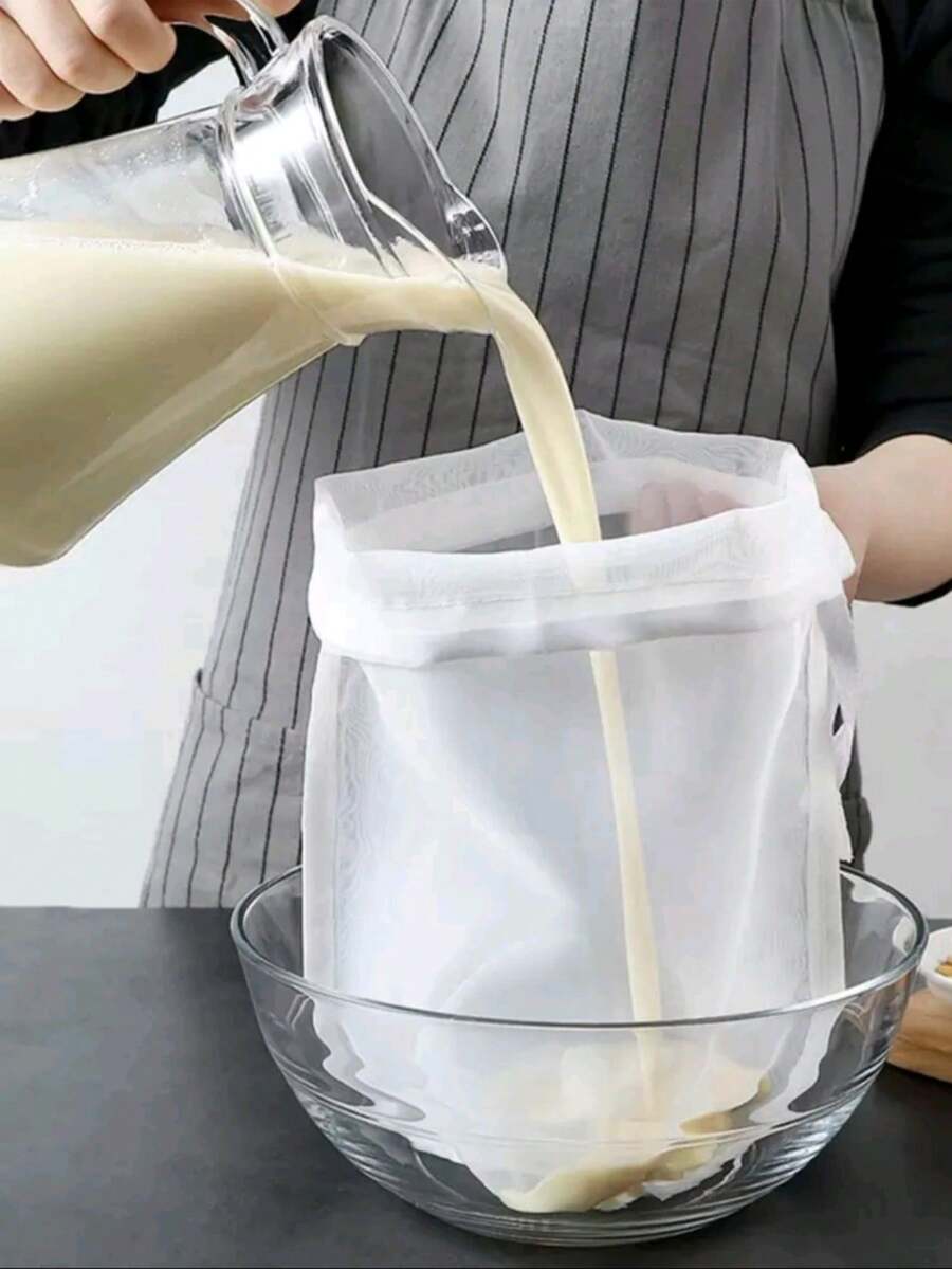 1 pieza Bolsa de colador para el hogar, bolsa de gasa, bolsa para nueces y leche, bolsa de filtro, colador de malla muy fina, colador de cocina para filtrar jugo, accesorios de cocina, una herramienta de cocina imprescindible como regalo para chefs en el hogar, almacenamiento ahorra espacio para organizadores de cocina, idea de regalo de cocina navideña - Multicolor - Ver 1