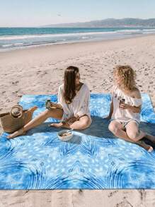 1pc Outdoor Boho Style Waterproof & Sandproof Stylish & Lovely Gradients Flower Pattern Digital Printed Beach Blanket/Picnic Mat, Suitable For Camping, Outdoor Picnics, Beach