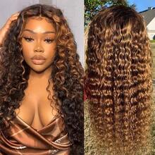 Glueless Deep Wave Wig Human Hair Pre Plucked Highlight Color Put On And Go Wigs Pre Cut Lace Curly Lace Wigs For Women No Glue 5x5 Lace Closure Wigs - S4/27 - 查看 7