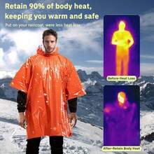 1/3pcs Portable Waterproof Survival Raincoat With Reflective Blanke, Emergency Raincoat With Hood - Thick Reflective, Reusable Thermal Blanket For Camping, Hiking, And Outdoor Survival - Multicolor - View 3