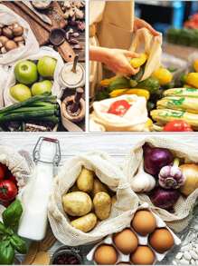 Bolsas de malla reutilizables para compras de productos, lavables, de primera calidad, transparentes, ligeras, sin volumen, para almacenar verduras, frutas, comestibles, decoración del hogar, fiestas y Navidad