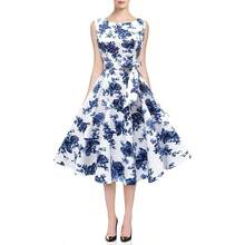 Hanpceirs Women's Boatneck Sleeveless Swing Vintage 1950s Cocktail Dress New - 瓷 - 查看 4