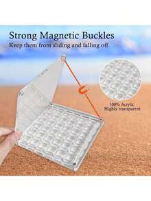 亚克力磁性展示盒，透明迷你收纳盒，透明亚克力贝壳首饰盒，适用于珠子、指甲、珠宝 - 彩色 - 查看 6