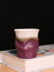 1pc Vintage Handmade Crackle Purple Ceramic Coffee Mug, Retro Afternoon Tea Cup, Creative Rustic Teacup, Breakfast Milk Mug, Espresso Cup Back To School
