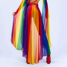 Pride Long Skirt Woman, Pride Festival Skirt Woman, Festival Pride Skirt, Pride Rainbow Skirt, Cutout Rave Skirt Woman, Festival Clothing Halloween Costumes And Christmas Performance Outfits Christmas Clothing, Christmas Gifts - 彩色 - 查看 4