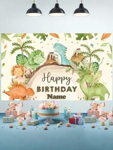 1 Pc Customizable Name Personalized Birthday Party Background Fabric, Dinosaur Cartoon Theme Banner, Suitable For Delicate Personalized Wall Decoration, Home Decoration, Customizable DIY Pattern Party Hanging Wall, No Electricity Required Three Sizes,Multi-Functional,Ornamental,Letter,Stylish,Modern,Colorful,Cute,Adorable,Casual,Custom,Personalised,Unique,Customized,Ideal Gifts For Him,Ideal Gifts For Her - Multicolor 2 - View 6