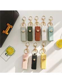 1 pieza Soporte de llavero para bálsamo labial con estampado de leopardo, estuche portátil de brillo de labios de cuero PU, regalo de Navidad para mujer, estuche para lápiz labial, bolsa para bálsamo labial, organizador de tubo de maquillaje de labios, accesorio de viaje, llavero de lápiz labial, accesorio multifuncional - Multicolor - Ver 3