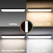 LEOEU 2-Pack Black LED Cabinet Light 40W With RGB Backlight, 120 X 30 Cm Panel Light, Flat Dimmer With Remote Control, 4400LM Ceiling Light, 3000K - 6500K LED Ceiling Light For Living Room, Office, Bedroom