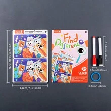 1 Peça de Jogo de Quebra-cabeça para Treinamento de Concentração Infantil para Encontrar as Diferenças, Cartas de Desenvolvimento de Inteligência, Pensamento Cerebral, Livro 123 Estágios com Caneta e Ferramenta de Escrita