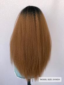 Yaki Long Straight Wig 13 * 4 * 1T Lace Wig Black Yaki Straight Hair Gradient Brown Wig Black Fluffy Long Hair Wig