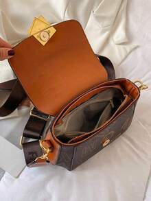 Dedoo 时尚休闲百搭马鞍包，简约设计，字母印花，复古风，可调节宽肩带，适合肩背/斜挎，可放手机，非常适合旅行、购物、约会、女士礼物，适合青少年、大学女生、办公室女士、工作、商务、通勤、户外、旅行（肩带字母两种随机） - 彩色 - 查看 6