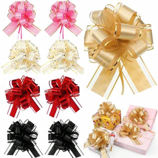 12pcs Ribbon Bow, Large Gift Wrapping Pull Bows For Wedding, Easter Gift, Party, Birthday Gift, Wedding Ribbon Bow, Wine Bottle, Used For Packaging Box, Flower Decoration, Anniversary Decoration, Mother's Day, Room Decor, Graduation, Teacher Gift