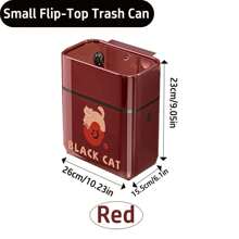 1 pieza Soporte de pared para basura, cubo de basura creativo de dibujos animados para cocina/oficina con tapa abatible, sin necesidad de taladrar