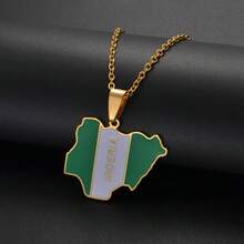 1 件 3CM 尼日利亚地图国旗吊坠项链 尼日利亚地图珠宝 国庆节礼物 - 彩色 - 查看 11
