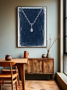 1pc Diamond Necklace Against Black Backdrop Prints Canvas Painting "Black - Background Diamond Necklace Image" Decor For Bedroom ,Living Room ,Office Room ,Wall Decor