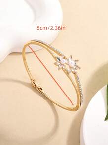 1 pieza Brazalete de mujer con diseño de flor, brazalete de amistad con circonita incrustada, regalo de temporada de graduación lindo