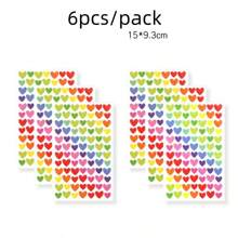 6pcs/Pack Heart-Shaped Colorful Stickers, Suitable For Scrapbooking, Valentine's Day Decorations, Gift Decorations, Home Decor, Packaging, Handicrafts, DIY, Book Decoration, Stationery Decoration School Supplies,Back To School