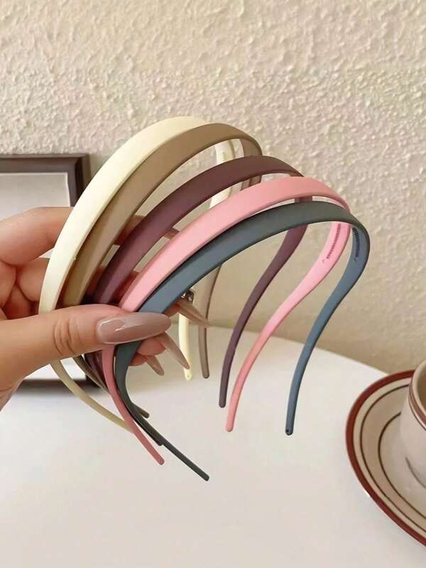 5 Pcs Women Simple Fashion Non-Slip Plastic Headbands, Matte Solid Color Everyday Hair Accessories Set,Hairband,Hair Hoop