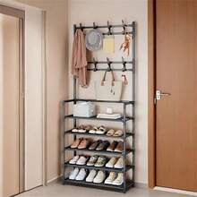 1 Multi-Layer Shoe & Hat Rack, Compact Assembly Design, Multifunctional Storage Cabinet, Space-Saving For Shoes, Bags, Misc. Items & Umbrellas - Multicolor - View 4