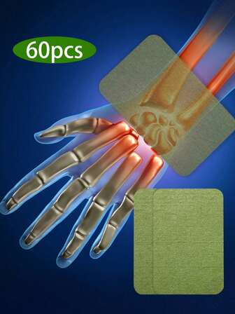 60入組附有植物萃取物的薑片，溫和不刺激，適合日常保健，中醫，緩解不適和疲勞，常用於背部，手臂，手腕，肩膀，腰部，腹部，頸部，膝蓋，腿部和關節，艾葉，薑，艾灸貼片保健