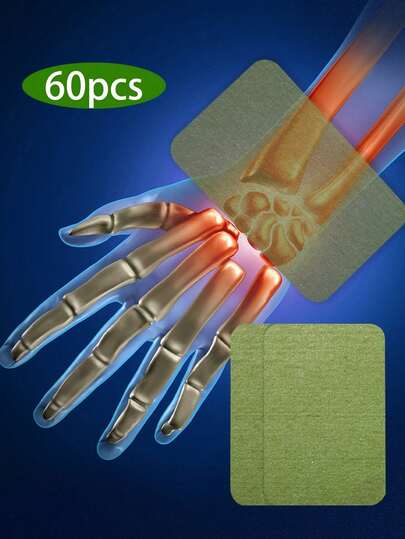 60pcs Ginger Patches With Plant Extracts, Mild And Non-Irritating For Daily Healthcare, Chinese Medicine, Relieving Discomfort And Fatigue, Commonly Used On Back, Arm, Wrist, Shoulder, Waist, Abdomen, Neck, Knee, Legs And Joints, Ai Ye, Ginger, Moxibustion Patch For Healthcare