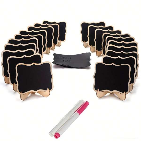20/10/3 peças Mini quadro-negro elegante com logotipo e cavalete - perfeito para casamentos, festas e eventos - incluindo números de mesa, placas de comida e quadros de mensagens, material escolar, volta às aulas