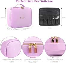 MOMIRA Makeup Train Case With Light &Amp; Mirror Large Cosmetic Organizer With Adjustable Dividers For Cosmetics,10X Magnifying Makeup Mirror,Pink - Purple - View 2