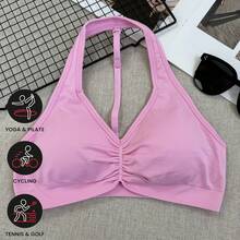High-Intensity Bare Sensation YogaTBackless Bra Push-Up Shockproof Halter Neck Beautiful Back Sports Bra Fitness Wear