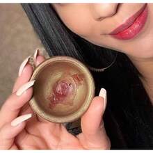 Tinte labial y de mejillas a base de arcilla marroquí Aker Fassi, pintalabios natural de larga duración para mujeres, rubor de olla de barro auténtico de Marruecos - Rojo - Ver 5