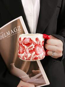 1 Peça Caneca Cerâmica Criativa e Sofisticada com Decoração de Laço, Disponível em Vermelho/Preto/Branco, Adequada para Água, Café, Leite, Chá, Presentes Personalizados, Presentes para Mulheres, Presentes para Mães, Presentes de Aniversário