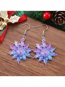 1 Pair Classic Elegant Acrylic Ombre Snowflake Dangle Earrings For Women