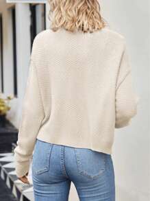 Women's Casual Button-Up Cardigan Sweater, Minimalist Style, Autumn/Winter