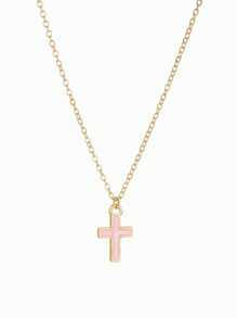 3 colores Collar de cadena de clavícula de mujer con colgante de cruz versátil y dulce, apto para fiesta, cita, playa, vacaciones y uso diario