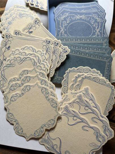 30pcs/Box Thick Embossed Decorative Memo Pad, Artistic Embossed Special Paper Cards, Scrapbooking Material