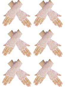 D EXCEED 1 Pair/6 Pairs Fingerless Bridal Lace Short Floral Gloves For Women Wedding Opera Tea Party