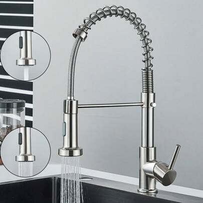 Rubinetto da cucina in nichel spazzolato Miscelatore estensibile a 360° Lavello da cucina