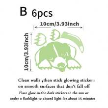 5pcs Glow-In-The-Dark Animal Shaped Switch Stickers, Decorative For Bedroom, Kitchen, Bathroom, Living Room - Green - View 6