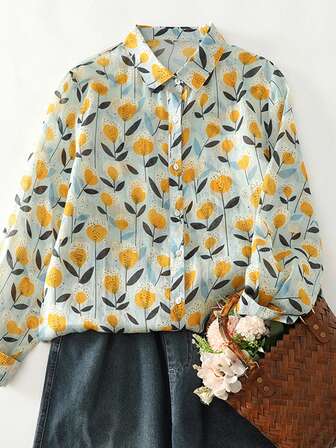 秋冬季马卡龙色印花衬衫