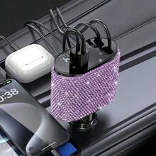 1 pièce Chargeur de voiture 2-en-1/8-en-1 avec strass, câble de charge 3-en-1 avec strass, charge rapide, Type C, USB, adaptateur de voiture, compatible avec Apple, téléphone, caméra de tableau de bord, iPad, GPS, cadeau pour les vacances/anniversaire