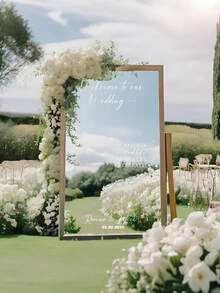 1pc- Custom Wedding Mirror Stickers, Welcome To Our Wedding Entrance Signs, Custom Vinyl Decal Sticker Mirrors, Wedding Logo Decoration DIY Wedding Decals, Custom Mirror Engraved Decal Stickers Stickers, Custom Wedding Logo Stickers - Multicolor - View 5