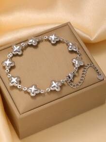 Vintage Fashion Floral Bracelet & Clover Bracelet Set, Minimalist Yet Chic Jewelry Suitable For Everyday Wear