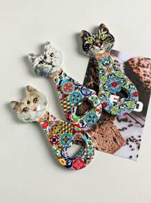 1pc Customizable Cute Cat Or Dog Head Embossed Gold Foil Art Dual-Use Bottle Opener And Fridge Magnet For Home Decoration, Daily Use Or Festival Gifts Birthday Graduation