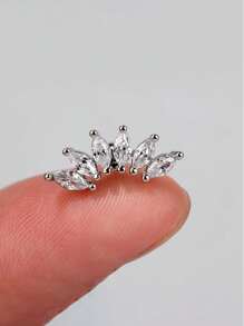 1PC Stainless Steel Cartilage Stud Earrings Crystal CZ Leaf Flower Star Moon Screw Back Earrings Tragus Helix Flat Rook Conch Standard Piercing Jewelry For Women
