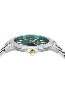 Versace Men's Business Quartz Bracelet Watch with Stainless Steel Strap and Case Wrist Watch for Men with Green Dial,VE2C00321