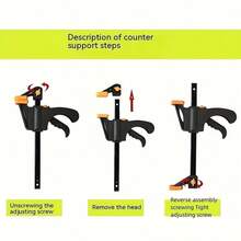 5 件套 4 英寸/6 英寸 F 型夹 - 快速释放棘轮木工夹，耐用金属结构，黑色 - DIY 木工手工工具夹，适用于木工 - 黑色 - 查看 6