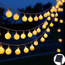 1 Peça Série de Luzes 20/30/50/100/200 LED Bola Branca, Luz Decorativa para Jardim ao Ar Livre Natal, Luz Atmosférica para Decoração de Festa de Feriado, Alimentada por Caixa de Bateria, Branco Quente