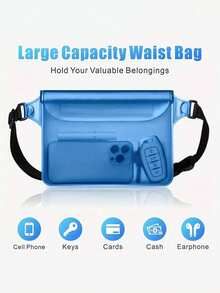 Grande poche de téléphone étanche, sac banane étanche à l'eau à écran tactile à triple couche, convient pour la natation, le rafting et le stockage étanche du téléphone pour la plongée. Assure que le téléphone est stocké sec et en  pour les vacances d'été, la plongée, la natation, étui de téléphone pour la plage - Multicolore - Voir 8