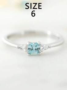 1pc S925 Sterling Silver Vintage Style Blue Zirconia Minimalist Ring, Elegant & Versatile Jewelry Gift For Women, Suitable For Daily Wear, Parties, Holidays